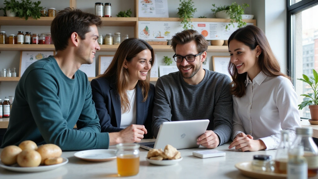 Founders of BioFit discussing natural ingredients in a lab setting