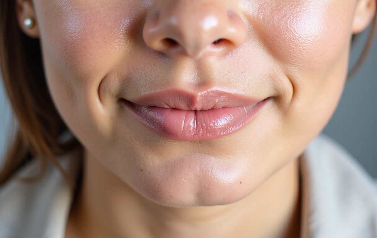 A close-up of healthy, glowing skin with a subtle natural sheen, showcasing the effects of an effective skincare regimen.