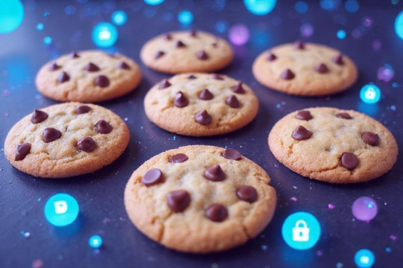 Illustration of various types of cookies and digital privacy icons