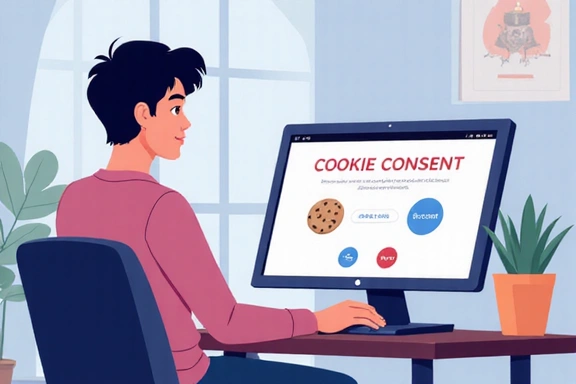 Illustration of a website user making choices about cookie preferences