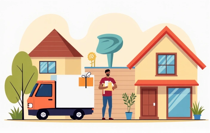 Shipping and delivery process illustration