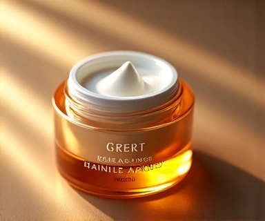 Anti-aging cream jar with subtle golden glow