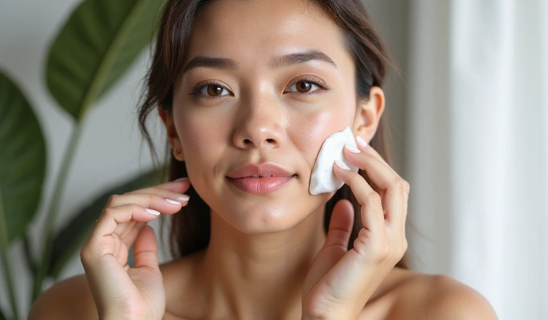 Elegant woman applying BioFit cream, emphasizing natural beauty and anti-aging
